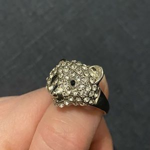 NWT Adorable Panda rhinestone ring Size 7.  Silvertone. Great gift!